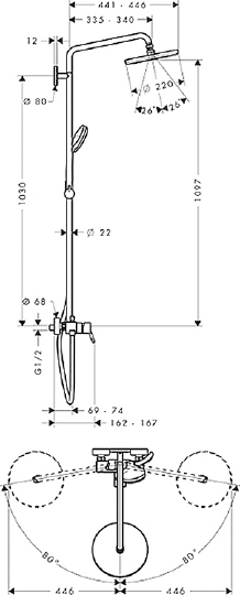Душевая стойка Hansgrohe Croma 27222000