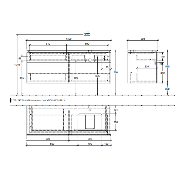 Тумба под раковину Villeroy&Boch Legato  цвет-белый глянцевый B71300DH hog2