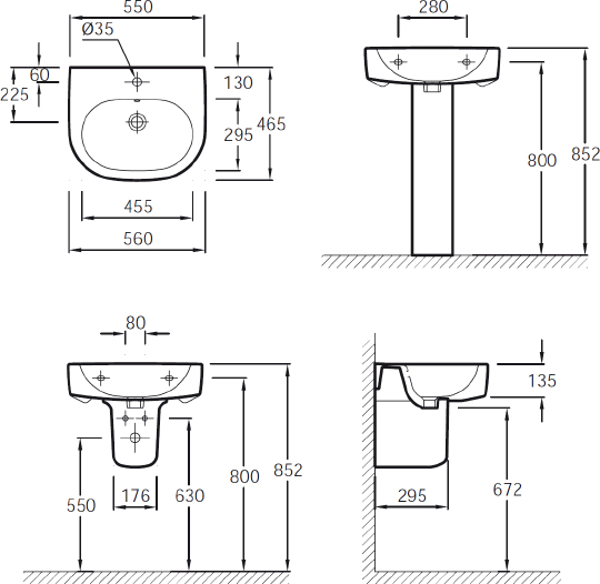 Раковина Jacob Delafon Kandel E1463 56 см