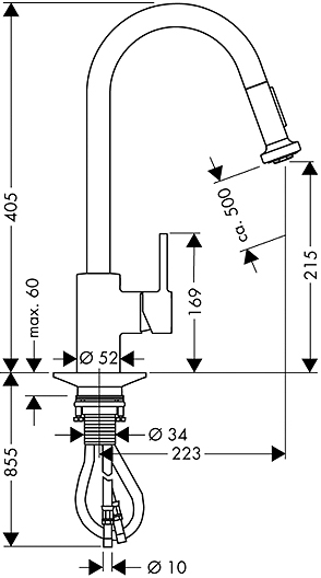 Смеситель Hansgrohe Talis S2 Variarc 14877800 для кухонной мойки
