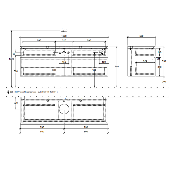 Тумба под раковину Villeroy&Boch Legato  цвет-белый глянцевый B67100DH hog2
