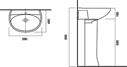 Раковина Sanita Виктория VIC55SAWB01