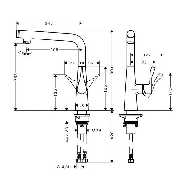 Смеситель для кухни Hansgrohe Metris Select  14847000 hog1