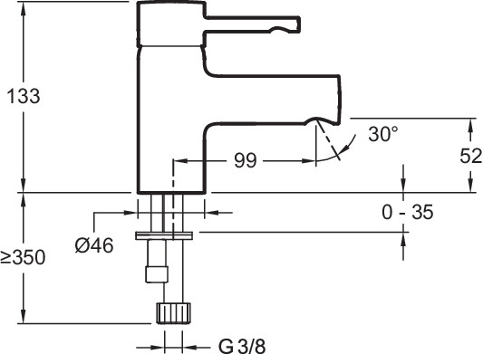Смеситель для раковины без донного клапана Jacob Delafon Cuff E98297-CP