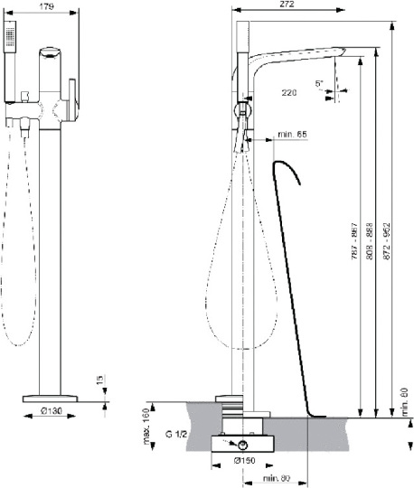 Смеситель Ideal Standard Melange A6120AA напольный