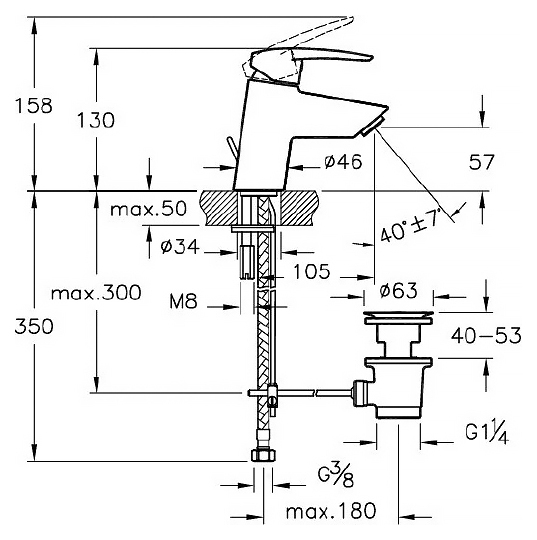Смеситель VitrA Dynamic S A40962EXP для раковины