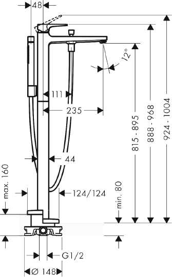 Смеситель Hansgrohe Metropol 32532340 напольный