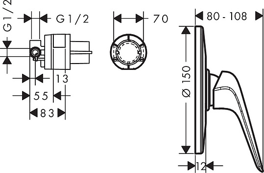 Смеситель Hansgrohe Novus 71068000 С ВНУТРЕННЕЙ ЧАСТЬЮ для душа