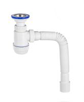 Сифон Вирпласт "МИНИ Элит" с литым выпуском, нержавеющей чашкой Ø70 мм и гофротрубой L800 мм (1½"- Ø40/50) 30980676