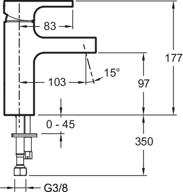 Смеситель для раковины, без донного клапана Jacob Delafon Strayt E98339-CP