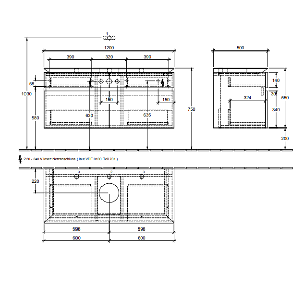 Тумба под раковину Villeroy&Boch Legato  цвет-дуб сантана B61000E1 hog2