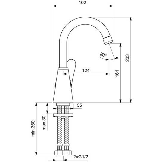 Смеситель для умывальника Vidima ORION, рукоятка сбоку, BA364AA