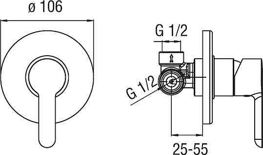 Смеситель Nobili ABC AB87108CR С ВНУТРЕННЕЙ ЧАСТЬЮ, для душа