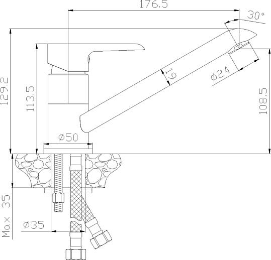 Смеситель Rossinka W W35-21 для кухонной мойки