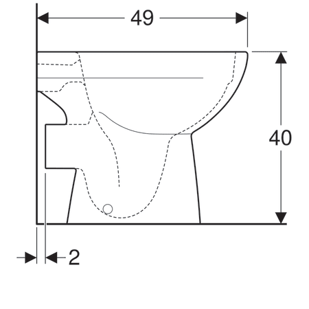 Напольный унитаз безободковый Geberit Renova, Rimfree, горизонтальный выпуск 500.480.01.2