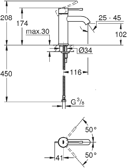 Смеситель Grohe Essence New23590A01 для раковины