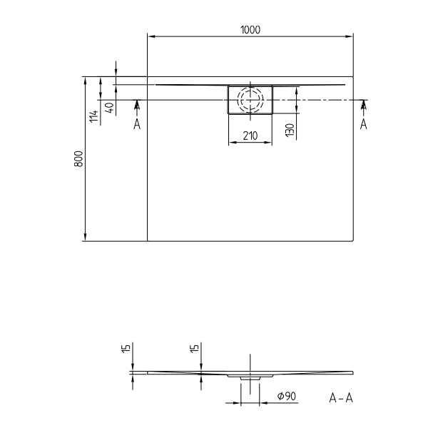 Душевой поддон Villeroy&Boch Architectura Metalrim  цвет-белый UDA1080ARA215V-01 pod1