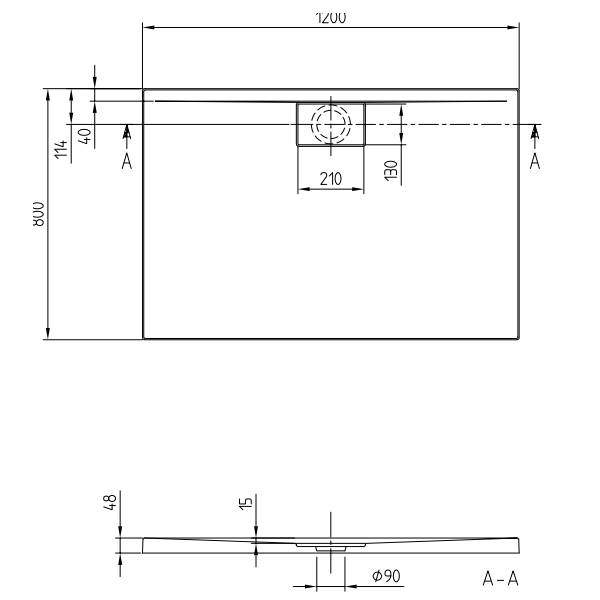 Душевой поддон Villeroy&Boch Architectura Metalrim  цвет-белый UDA1280ARA248V-01 pod1