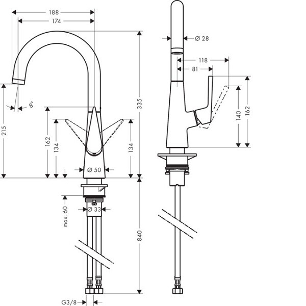 Смеситель для кухни Hansgrohe Talis S  72814000 hog1