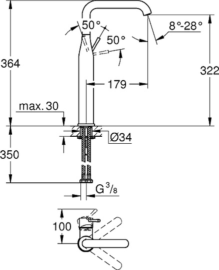 Смеситель Grohe Essence New 32901001 для раковины
