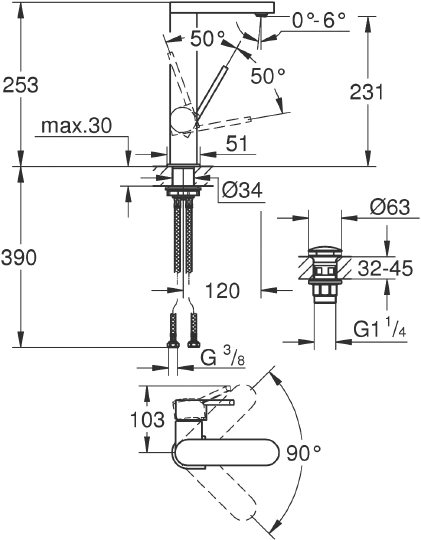Смеситель Grohe Plus 23873003 для раковины