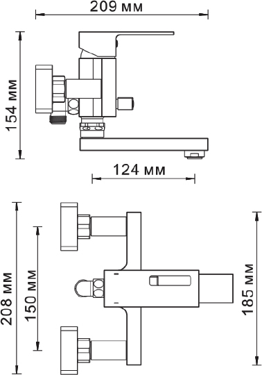 Смеситель Wasserkraft Alme 1501 для ванны с душем