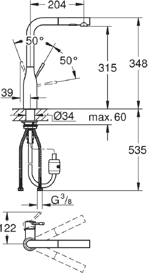 Смеситель Grohe Essence New 30270DL0 для кухонной мойки