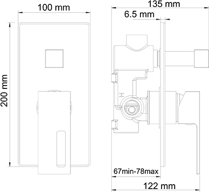 Смеситель Wasserkraft Alme 1541 С ВНУТРЕННЕЙ ЧАСТЬЮ, для ванны и душа