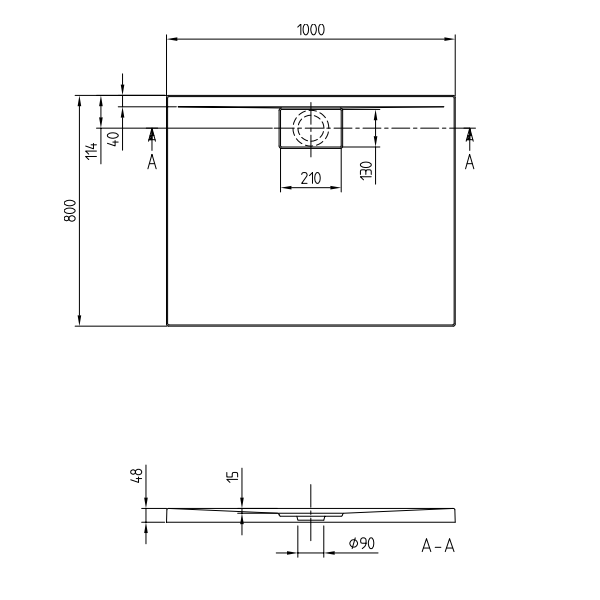 Душевой поддон Villeroy&Boch Architectura Metalrim  цвет-белый UDA1080ARA248V-01 pod1