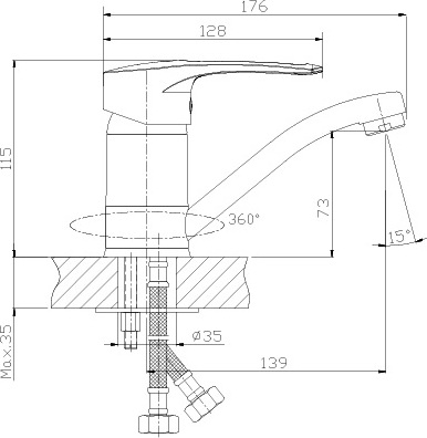 Смеситель Rossinka T T40-22 для раковины