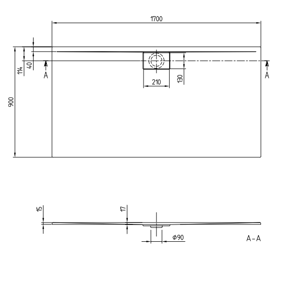 Душевой поддон Villeroy&Boch Architectura Metalrim  цвет-альпийский белый UDA1790ARA215V-01 pod1