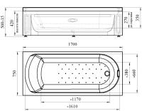 Акриловая Ванна Радомир Радомир Аврора 170х75, каркас 0-01-0-0-0-981