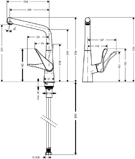 Смеситель для кухни Hansgrohe Metris  14822800 hog1