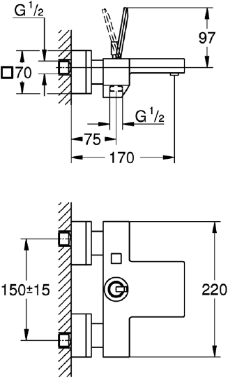 Смеситель Grohe Eurocube Joy 23666000 для ванны с душем