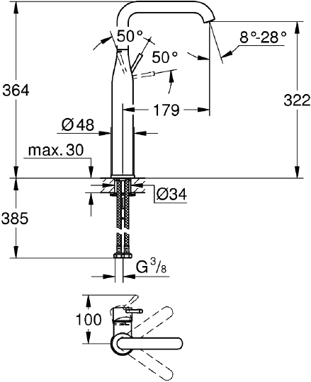 Смеситель Grohe Essence New 32901DA1 для раковины