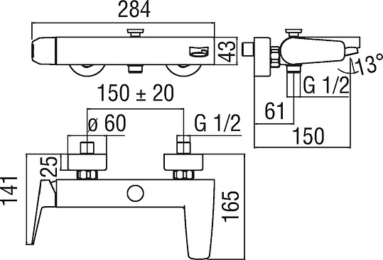 Смеситель Nobili Sky SY97110/1CR для ванны с душем