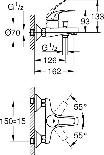 Смеситель Grohe BauCurve 23599000 для ванны с душем