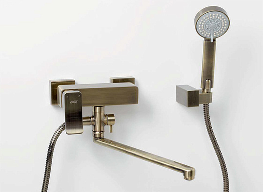 Смеситель Wasserkraft Exter 1602L универсальный, светлая бронза