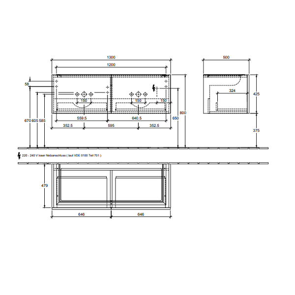 Тумба под раковину Villeroy&Boch Legato  цвет-белый глянцевый B563L0DH hog2