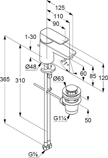 Смеситель Kludi Pure&Style 403850575 для раковины