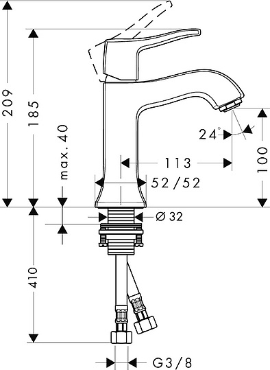 Смеситель Hansgrohe Metris Classic 31077000 для раковины