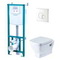 Комплект  Santek "НЕО" (подвес. унитаз с сиденьем soft close, инсталляция, панель хром.глянец. цвета), 1.WH50.1.543