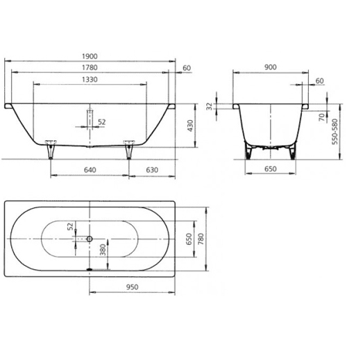 Ванна KALDEWEI Classic Duo Мод.114, 190х90 см., easy-clean, 291500013001