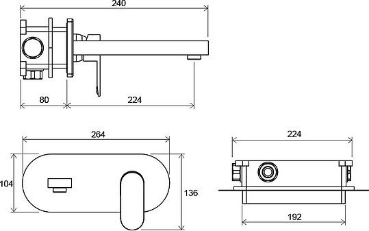 Смеситель Ravak Chrome CR 019.00 С ВНУТРЕННЕЙ ЧАСТЬЮ, для раковины X070093