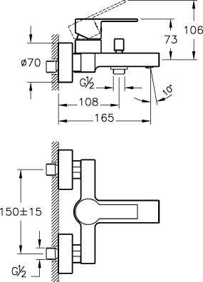 Смеситель для ванны/душа VitrA Flo S A41937EXP