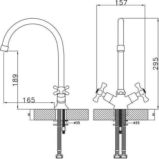Смеситель Rossinka H H02-72 для кухонной мойки