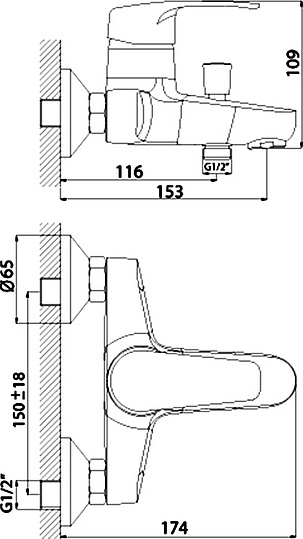 Смеситель Rossinka F F40-31 для ванны с душем
