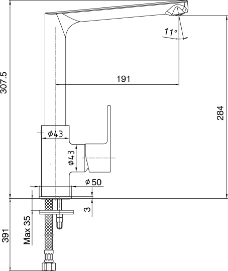 Смеситель E.C.A. Nita 102118099EX для кухни