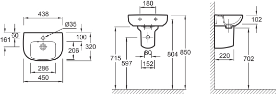 Рукомойник Jacob Delafon Odeon Up E4760 45 см