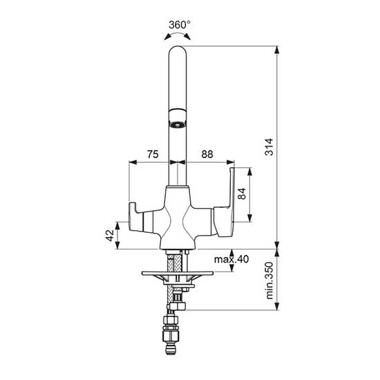 Смеситель для кухонной мойки Vidima UNO с клапаном для подключения фильтра питьевой воды, BA356AA